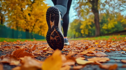 Autumn Running Fitness Leaves Warmth Adventure Pathway Nature