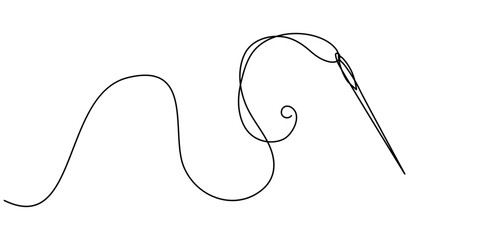 Continuous Line Drawing of Sewing Icon. Hand Drawn Symbol Vector Illustration, Sewing Single Line Icon, Continuous drawing of a single editable line of spool of thread. Simplified spool icon
