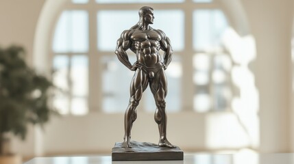 Fototapeta premium Bronze Statue of a Muscular Male Figure