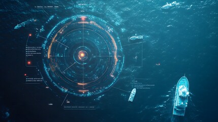 Coastal Radar Station Tracking Vessels in Real Time with Coordinates Display