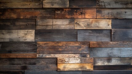 Rustic Reclaimed Wood Wall with Natural Shades of Brown and Grey in Soft Lighting, Showing Imperfections and Patina