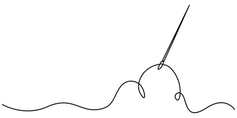 Continuous Line Drawing of Sewing Icon. Hand Drawn Symbol Vector Illustration, Sewing Single Line Icon, Continuous drawing of a single editable line of spool of thread. Simplified spool icon