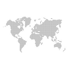 Black vector world map. World map in texture from small dots. Geography map. Cartography. Earth map