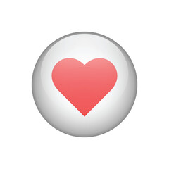 Realistic like love red button icon, sign vector isolated on white background.