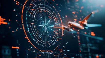 Detailed Radar Screen Displaying Real Time Air Traffic Patterns and Flight Paths