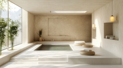 Minimalist Modern Bathroom with Plunge Pool and Natural Light