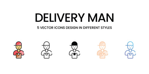 Delivery Man vector icons set ready to use for web and mobile app