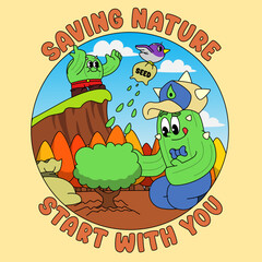 Cactbro's Saving Nature Character Illustration