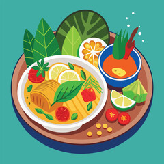 Thai foods vector art, Foods Vector Illustration