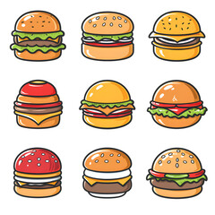 Hamburger icons set. Vector illustration of hamburger icons.