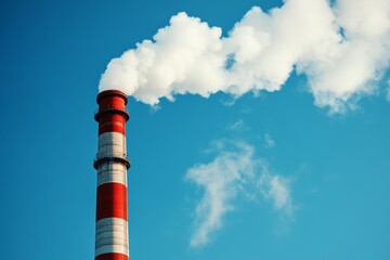 Smoke from Industrial Power Station Against Blue Sky Generative AI