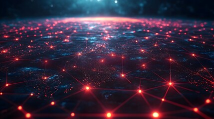 Obraz premium Futuristic Global Network of Connected Cities Powered by Real Time Data Transmission