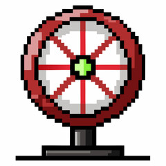 Obraz premium Retro Pixel Art Windmill Nostalgic 8 Bit Red and Green Design