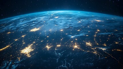 Obraz premium Futuristic Satellite Laser Communication Spanning the Globe with Glowing Beams