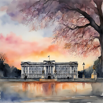 Londra, Buckingam Palace, acquerello