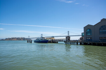 San Francisco Bay Area, view of the Bay Bridge in the distance