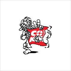 Fototapeta premium Teenage boy punches a hole in a paper that says cokor plus. This can be used as a design 