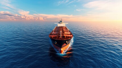 Global Energy Trade: Oil Tanker at Sea with Copy Space, Selective Focus, and Quality