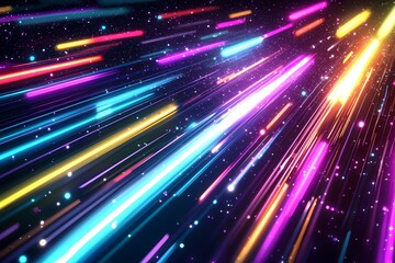 Fototapeta premium Vibrant colorful streaks of light in a dynamic motion blur effect.