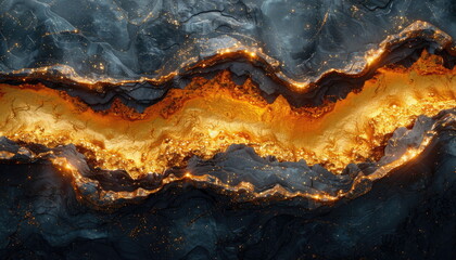 Black and Gold Abstract Art with Glitter