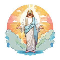 Jesus Christ themed art. Religious spiritual illustration background. Abstract colorful Illustration