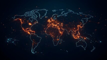 Intercontinental Digital Infrastructure Map Highlighting Undersea Cable Routes