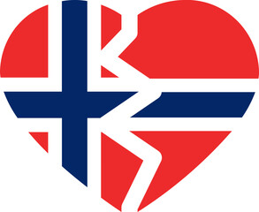 Broken Heart Icon of NORWAY Flag