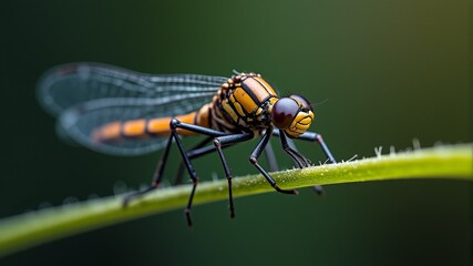 close-up of a dragonfly on a plant