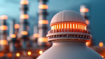 Futuristic Virtual Energy Summit - Holographic Oil Market Projections in Urban Landscape | Selective Focus Copy Space