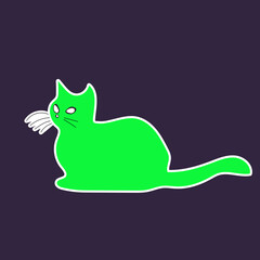 Green Cat Sticker Vector Illustration – Cute and Playful Feline Design for Any Creative Use, Digital Art, Scrapbooking, Crafts, and Personalized Projects