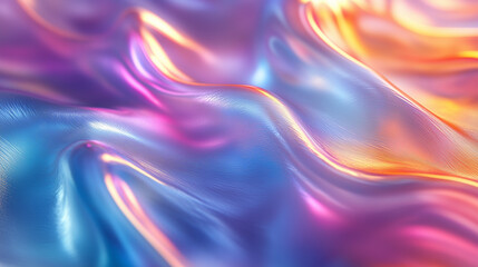 Background with abstract waves. Vibrant holographic chrome gradient. AI generative
