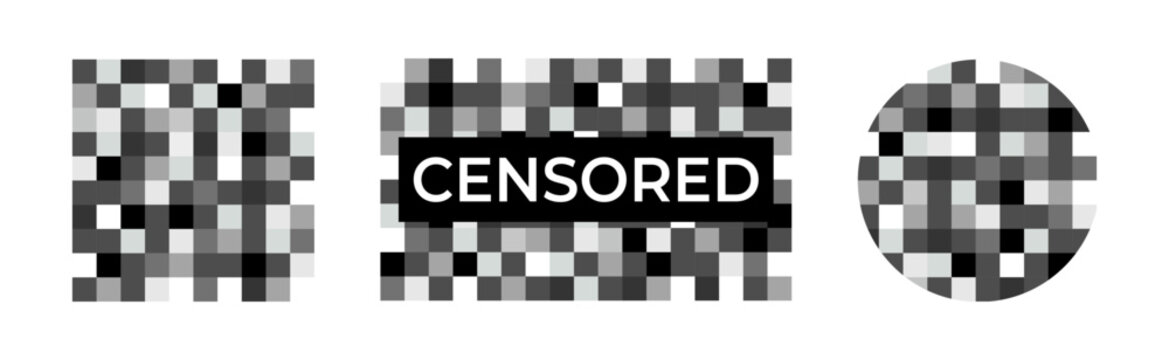 Censored signs. Pixel censored concept. Blurry pixel symbol. Vector