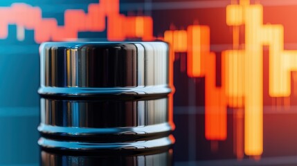 Fluctuating Oil Price Graph Market Volatility - with Copy Space and Selective Focus on Foreground