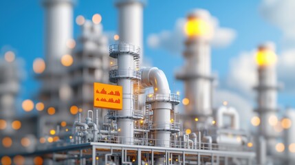 Futuristic Oil Refinery Plant with Price Data Overlay - Industrial with Copy Space, Selective Focus, Quality