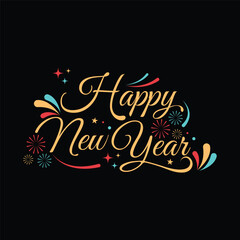happy new year text letter design concept idea with firework