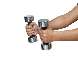 chrome plated steel dumbbells hold in the hand