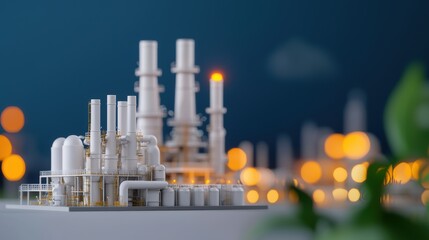 Economic Crisis at Oil Refinery: Market Analysis with Copy Space, Selective Focus in