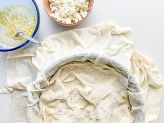 preparing traditional homemade puff pastry, turkish cuisine 