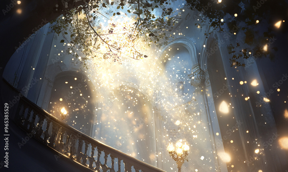 Wall mural old fantasy mansion image background-generative ai