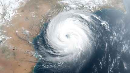 Fototapeta premium Satellite View of Tropical Cyclone Formation with Swirling Cloud Bands