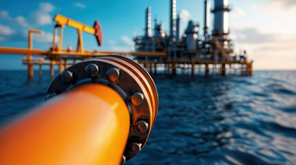 Global Crude Oil Production Trends with Price Forecast - with Copy Space and Selective Focus on Foreground