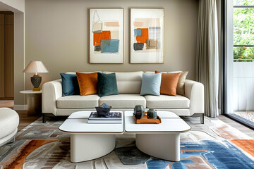 Minimalist interior design of modern living room.