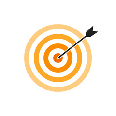 Orange shade bullseye dart target icon. Dart target goal marketing sign. Arrow dart logo vector. Winner dart sign.