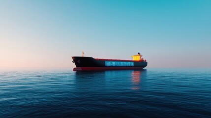 Fototapeta premium Futuristic Oil Tanker: Holographic Price Displays in Global Energy Transport Ocean Scene - with Copy Space and Selective Focus