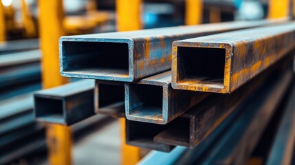 Storage of steel rectangular and square profiles in a metal warehouse