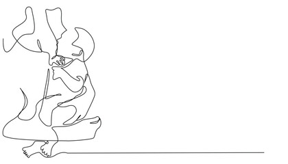 continuous line of mother breastfeeding baby.one line drawing of breastfeeding to child.healthy breast milk for baby.single line vector illustration.isolated white background