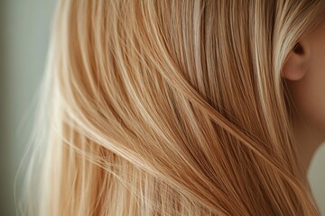 Naklejka premium This image captures the lustrous shine and soft texture of beautifully maintained blond hair