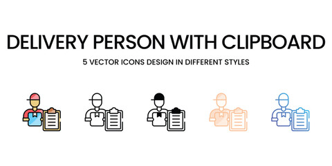 Delivery Person with Clipboard vector icons set ready to use for web and mobile app