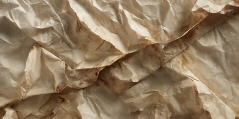 Obraz premium Aged and Worn Crumpled Paper Close-Up with Dark Background from
