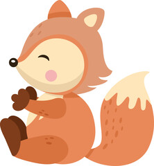 Cute friendly baby fox sitting